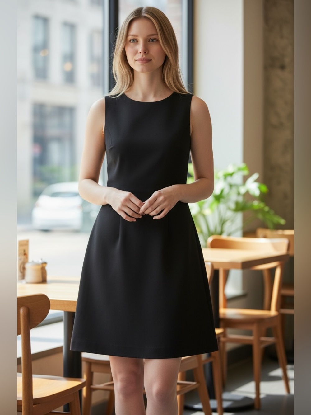 Tahari Black Sleeveless A-Line Mini Dress